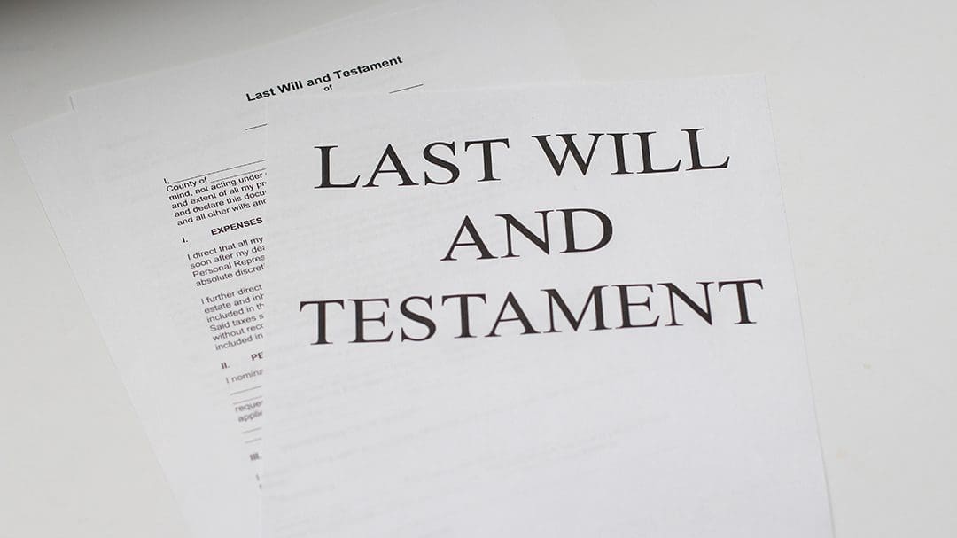 A close up of the last will and testament