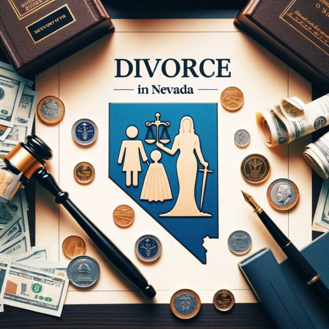 A divorce paper with the state of nevada and the words " divorce in nevada ".
