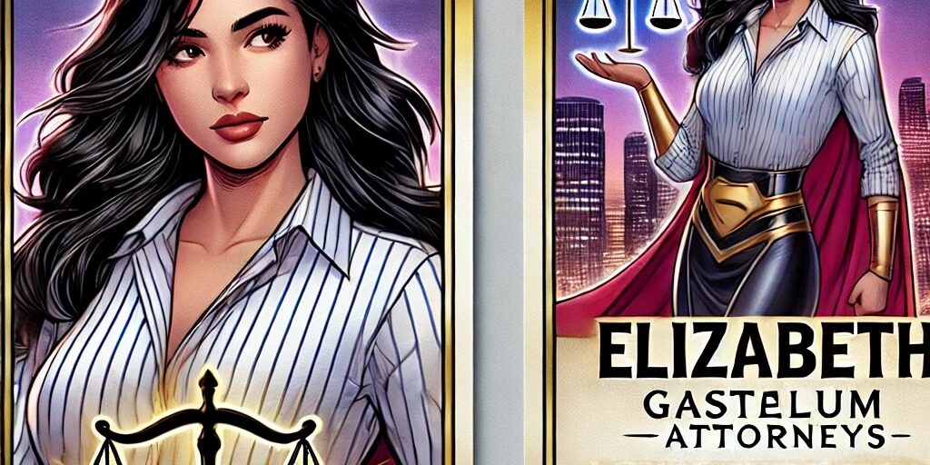 A card game with two cards and one of the cards has a woman holding a scale.