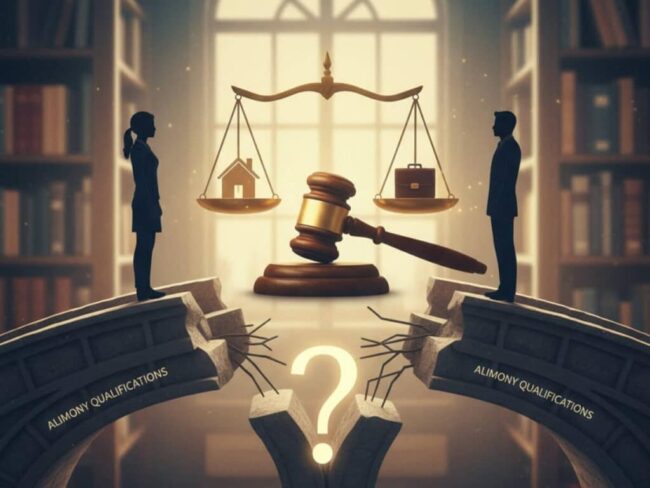 Silhouettes facing scales, gavel, and question mark.